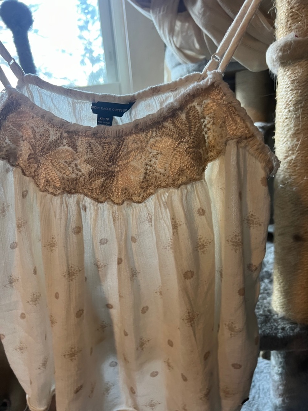 American Eagle Outfitters Cream and Beige Embroidered Camisole - Picture 5 of 6